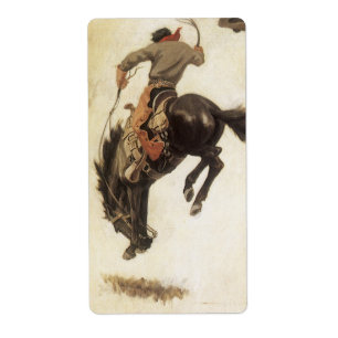 Vintage Western, Cowboy on a Bucking Bronco Horse