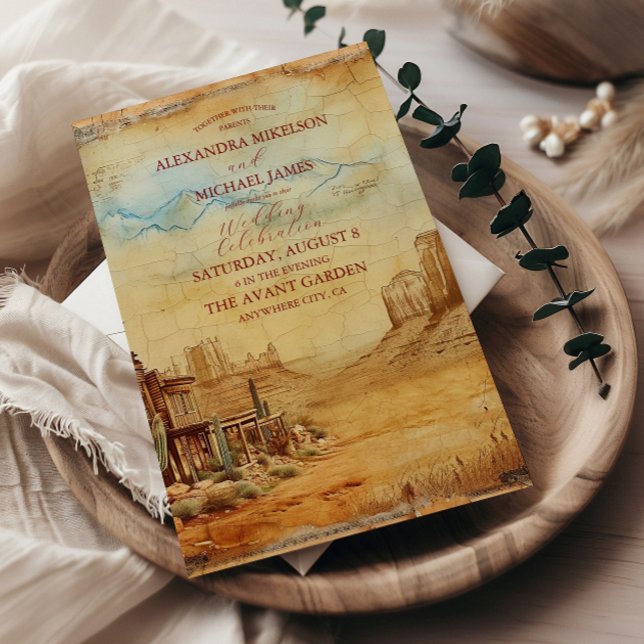 Vintage Western Cowboy Rustic Country Wedding Invitation (Creator Uploaded)