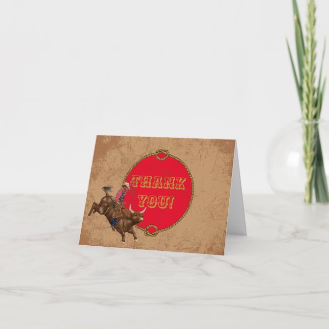 Vintage western cowboy thank you card (Front)