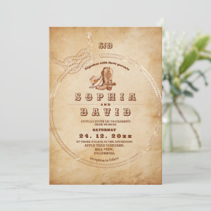 Vintage Western Cowboy Wedding Invitation