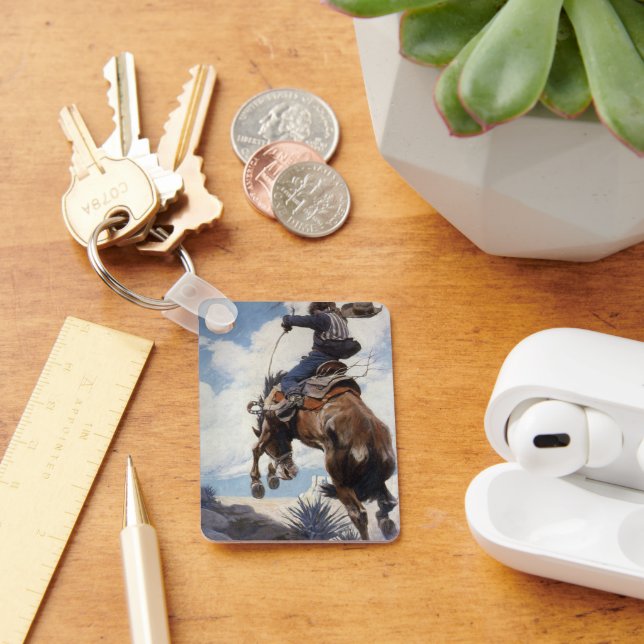 Vintage Western Cowboys, Bucking by NC Wyeth Keychain (Desk)