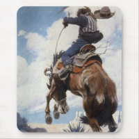 Vintage Western Cowboys, Bucking by NC Wyeth
