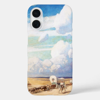 Vintage Western Cowboys, Covered Wagons by Wyeth iPhone 16 Case