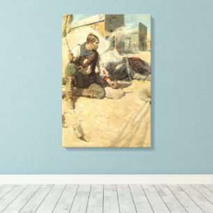 Vintage Western Cowboys, Hopalong by NC Wyeth Canvas Print