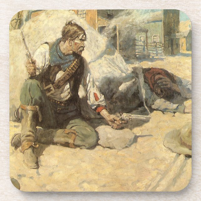 Vintage Western Cowboys, Hopalong by NC Wyeth Coaster (Front)