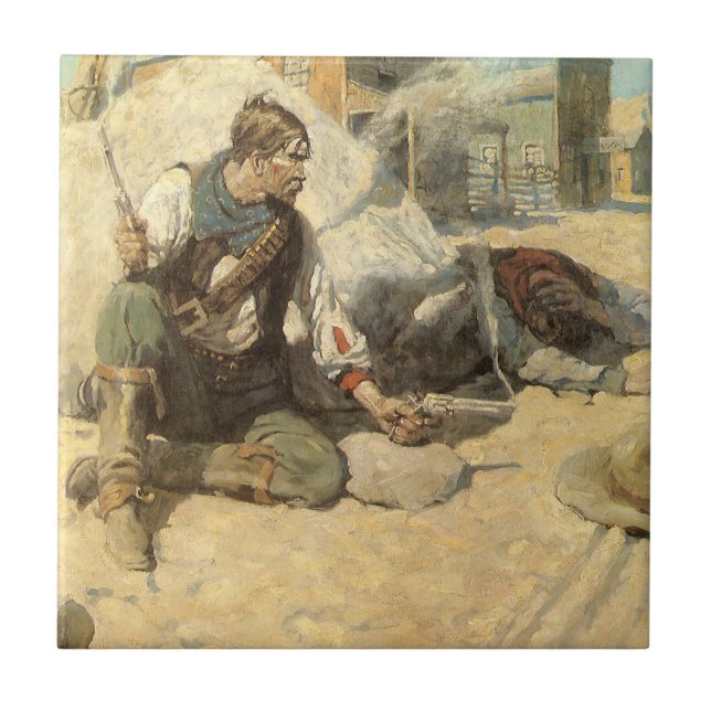Vintage Western Cowboys, Hopalong by NC Wyeth Tile (Front)
