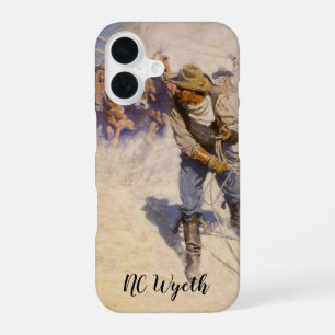 Vintage Western Cowboys, In the Corral by NC Wyeth iPhone 16 Case