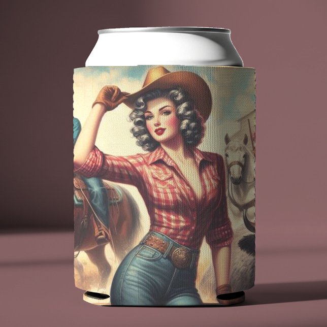 Vintage Western Cowgirl Can Cooler (Creator Uploaded)