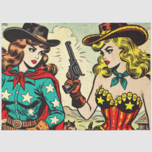 Vintage Western Cowgirl Comics Tissue Paper