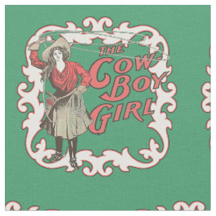 Vintage Western Cowgirl Cowboy Roping W/ Border Fabric