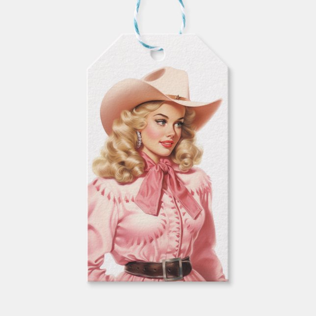 Vintage Western Cowgirl  Gift Tags (Front)