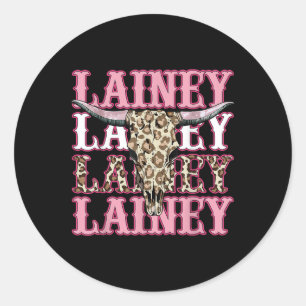 Vintage Western Cowgirl Lainey First Name Personal Classic Round Sticker