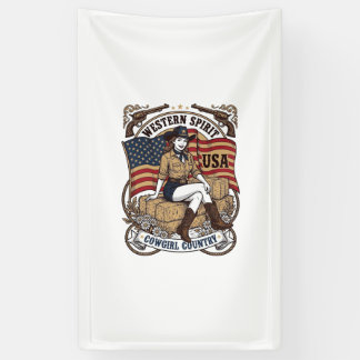 Vintage Western Cowgirl Patriotic Shirt Design_1 Banner