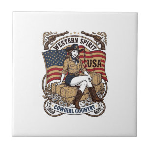 Vintage Western Cowgirl Patriotic Shirt Design_1 Tile