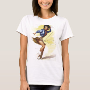Vintage Western Cowgirl Pin UP Girl T-Shirt