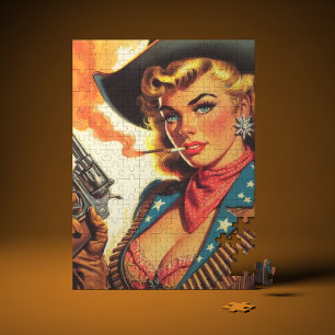 Vintage Western Cowgirl Pin Up Jigsaw Puzzle