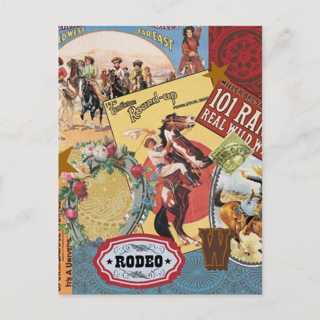 Vintage Western cowgirl postcard (Front)