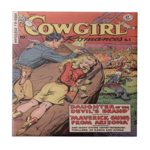 Vintage Western Cowgirl Roamce Tile