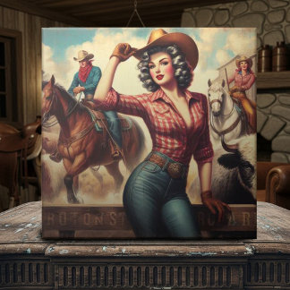 Vintage Western Cowgirl Tile