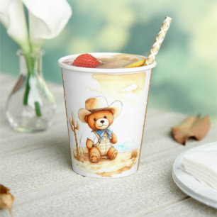Vintage Western Delight Cowboy Baby Shower Paper Cups