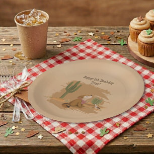 Vintage Western Desert Cowboy Birthday Paper Plate