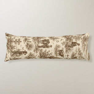 Vintage Western Desert Toile Seamless Pattern Body Pillow