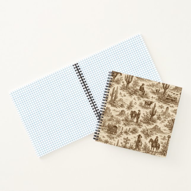 Vintage Western Desert Toile Seamless Pattern Notebook (Inside)