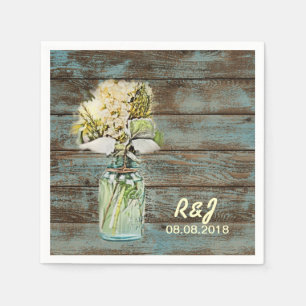 vintage western flowers barn wood barn wedding napkin