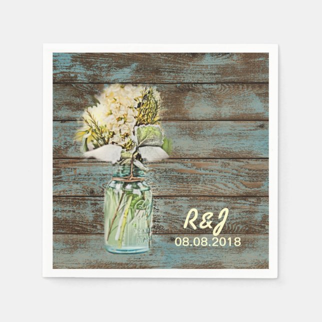 vintage western flowers barn wood barn wedding napkin (Front)