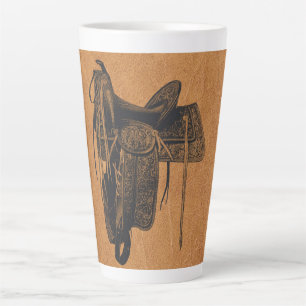 Vintage Western Horse Saddle   Latte Mug