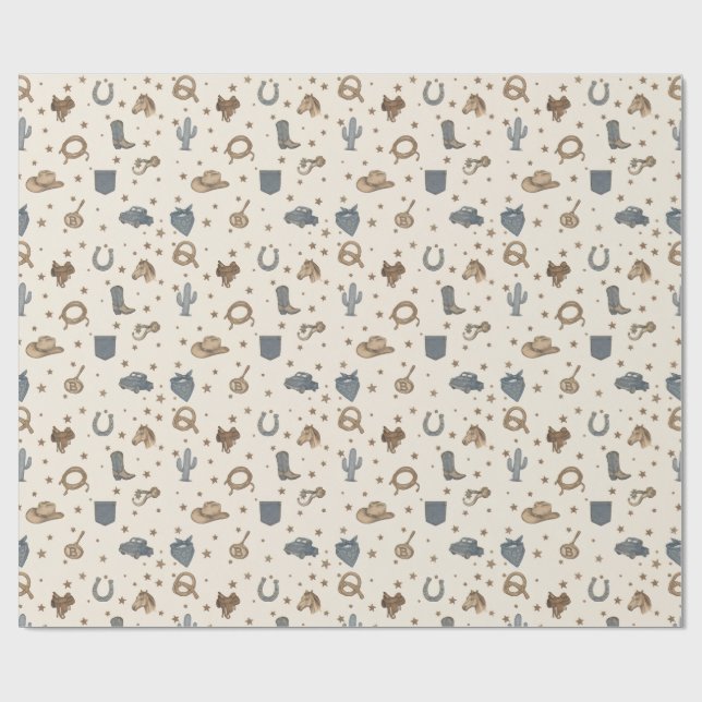 Vintage Western Icons Pattern Wrapping Paper (Flat)