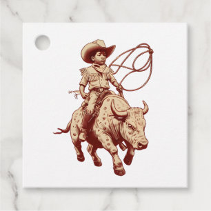 Vintage Western Ride Proud Little Cowboy Favour Tags