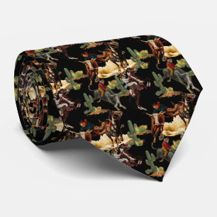 Vintage Western Rodeo Events Cowgirl Cowboy Tie
