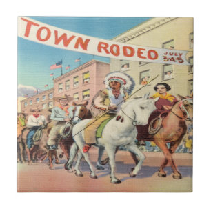 Vintage Western  Rodeo Parade July 4th Rodeo Tile