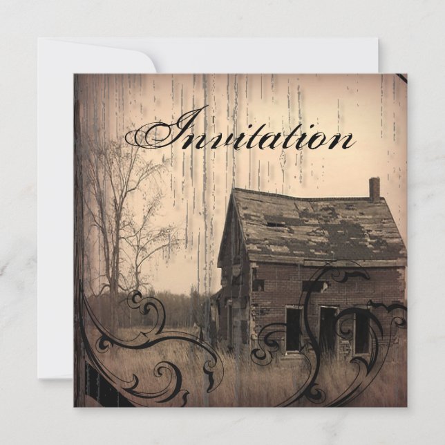 Vintage Western  Rustic Country Wedding Invitation (Front)