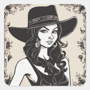 Vintage Western Style LBD Sticker