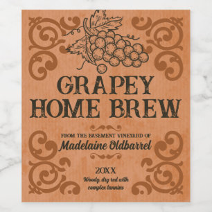Vintage western style winemaking wedding favour wine label