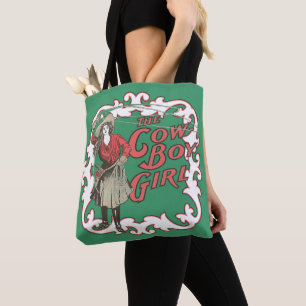 Vintage Western The Cowboy Girl With Rope Tote Bag