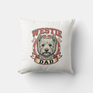 Vintage Westie Dad Dog Lover Shirt Design_1 Throw Pillow