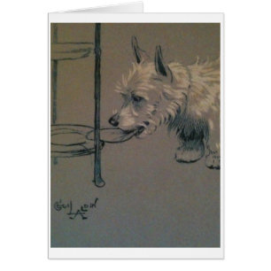 Vintage - Westie Sneaking a Snack,