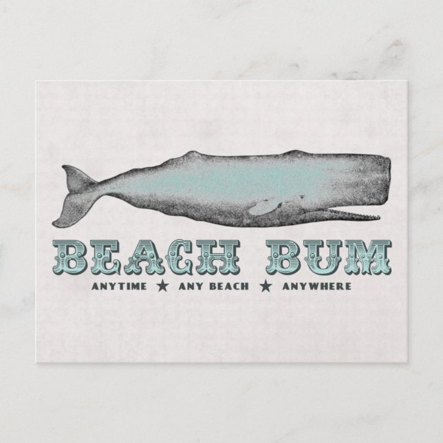 Vintage Whale Beach Bum Postcard (Front)