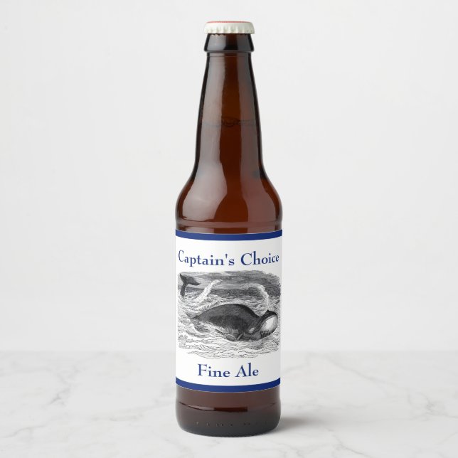 Vintage Whale Beer Bottle Label (Front)