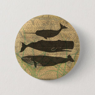 Vintage Whale Decor Rustic Nautical 2 Inch Round Button