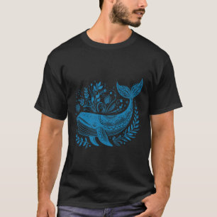 Vintage Whale Floral 90s Marine Biology Animal Sci T-Shirt