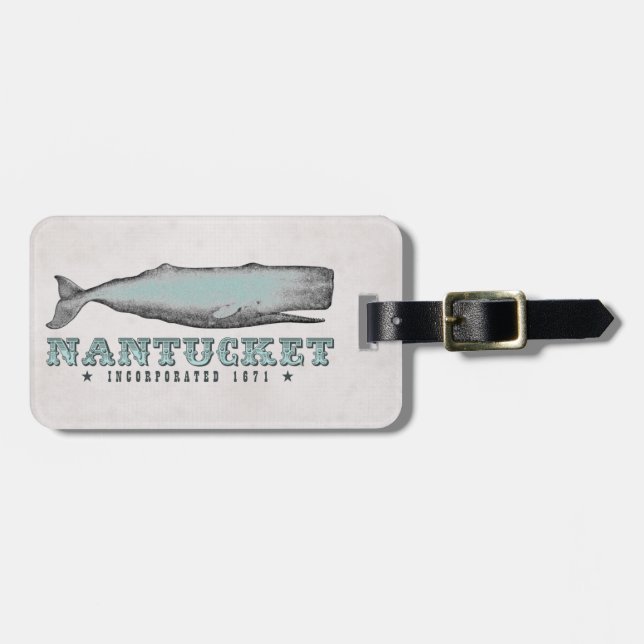 Vintage Whale Nantucket MA Inc 1671 Luggage Tag (Front Horizontal)