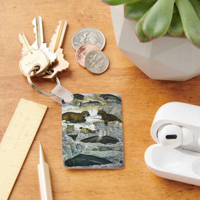 Vintage Whales, Seals and Walruses, Marine Animals Keychain (Desk)