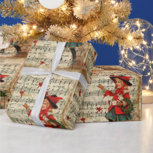 Vintage What Child Is This Christmas Carol Script  Wrapping Paper