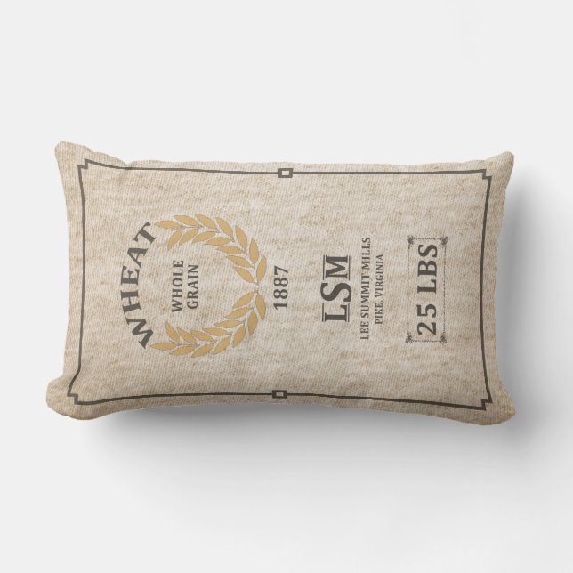 Vintage Wheat Sack Lumbar Pillow (Front)