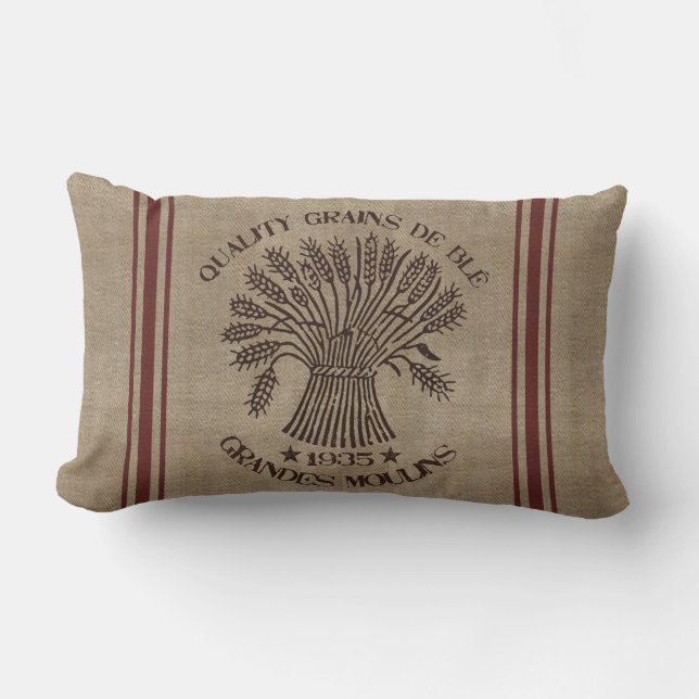 Vintage Wheat Sack Pillow (Front)