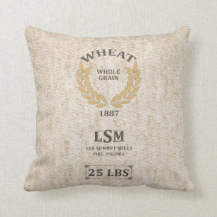 Vintage Wheat Sack Throw Pillow